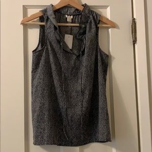 Sleeveless ruffled NWT Jcrew Herringbone Blouse